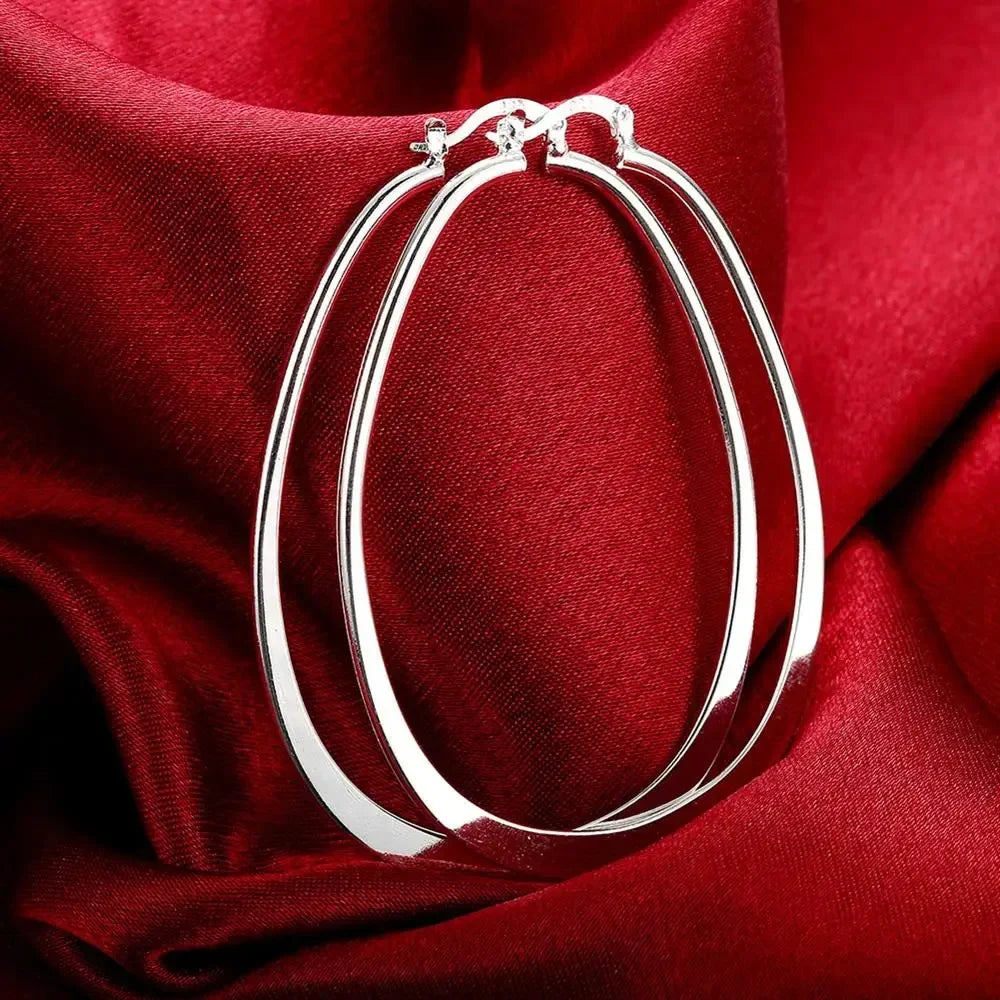 925 Sterling Silver Earrings Simple Round Circle Hoop Earrings for Woman