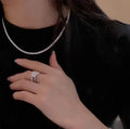 New S925 Sterling Silver Hip Hop Full CZ Choker Chain Necklace For Women