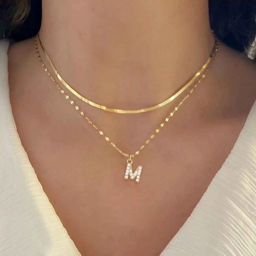 Women's Quartz  Stainless Steel Herringbone Necklace