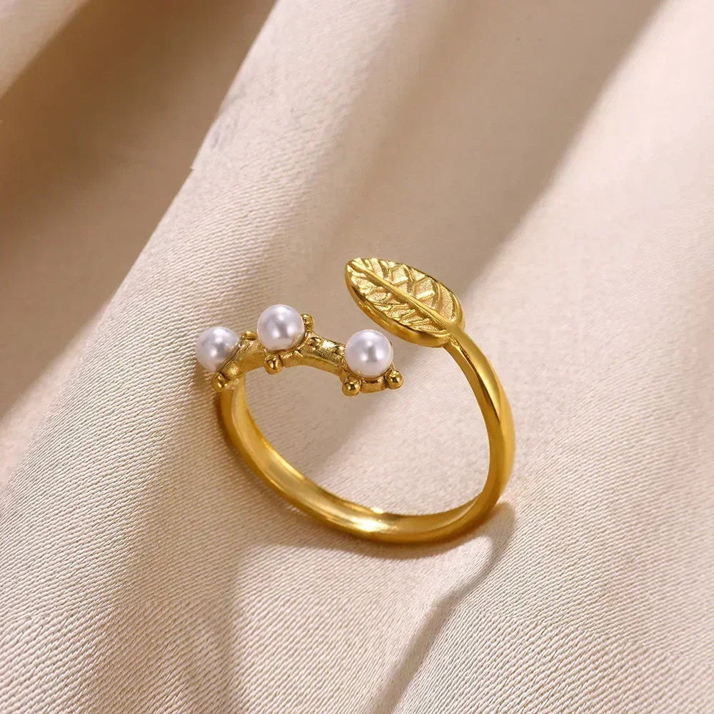 Stainless Steel Flower Open Rings For Women
