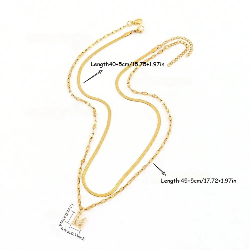 Women's Quartz  Stainless Steel Herringbone Necklace