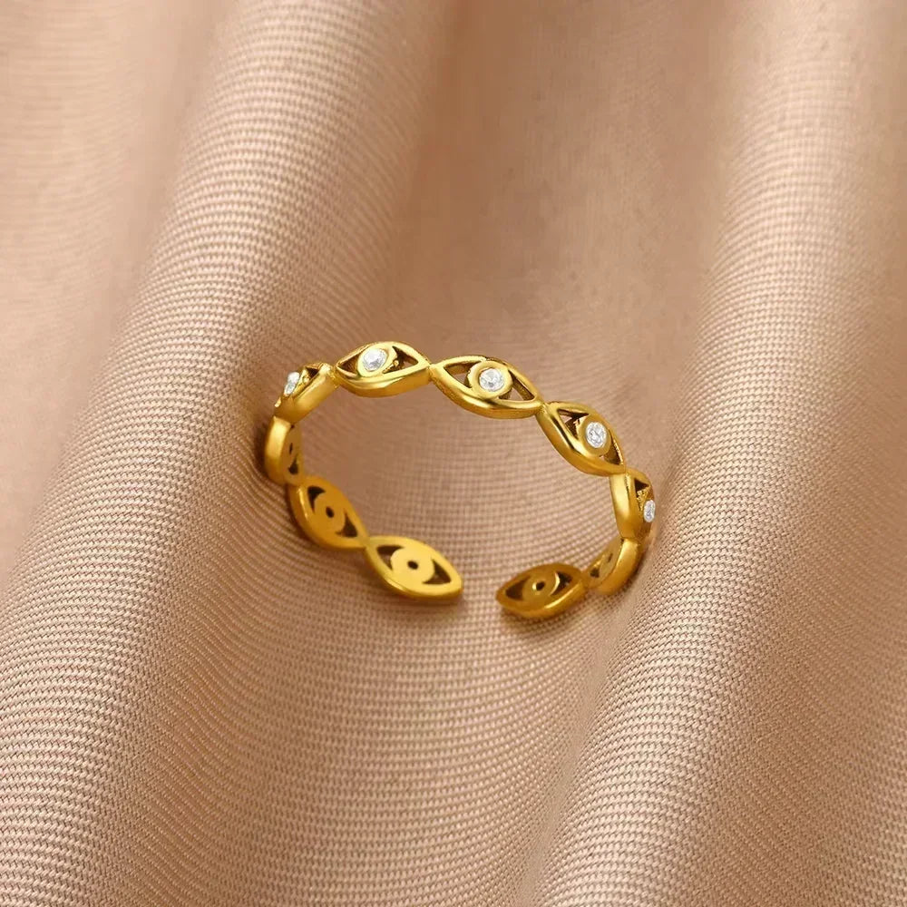 Stainless Steel Flower Open Rings For Women