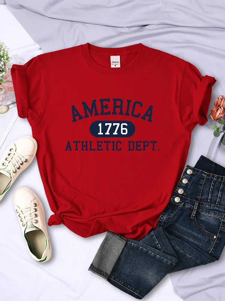 America 1776 Athletic Dept Letter T-Shirt Womens