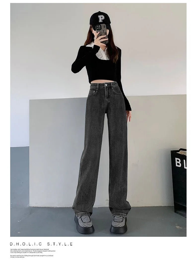 Women's High Waist Retro Wide Leg  Jeans