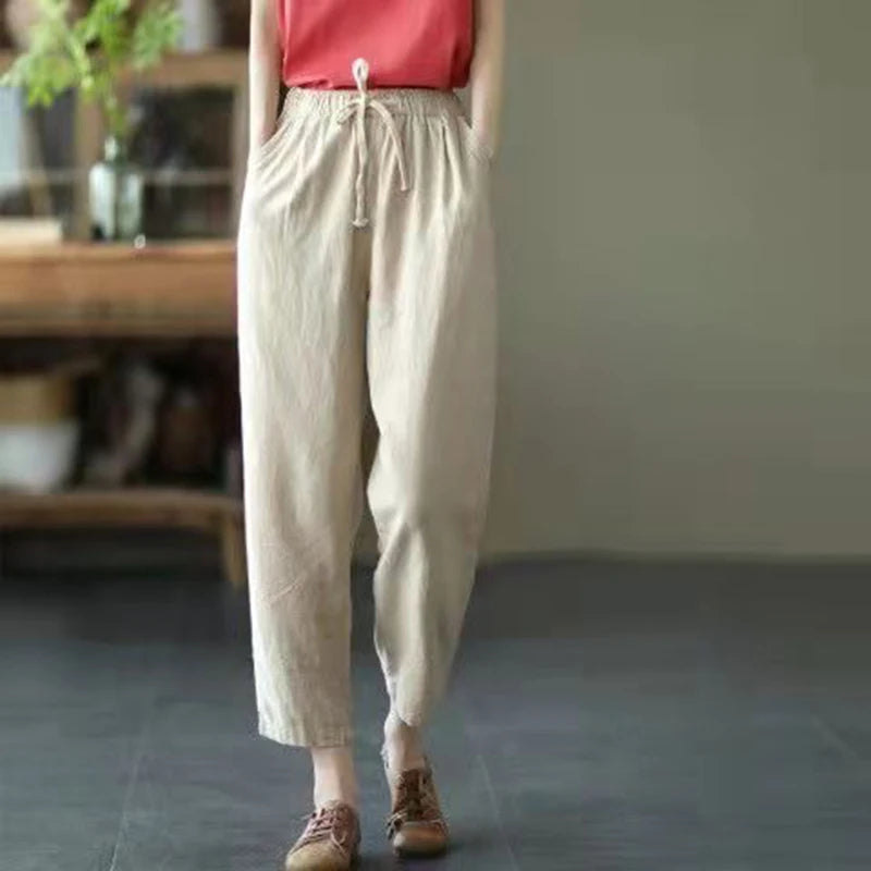 Casual Cotton and Linen Pants for Womem