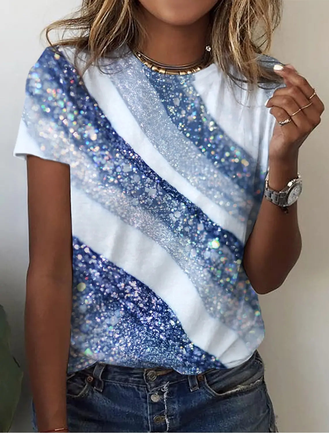 Women's 3d Print Floral Graphics Tee