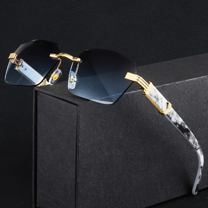 Men and  Women Rimless Sunglasses Square Frameless