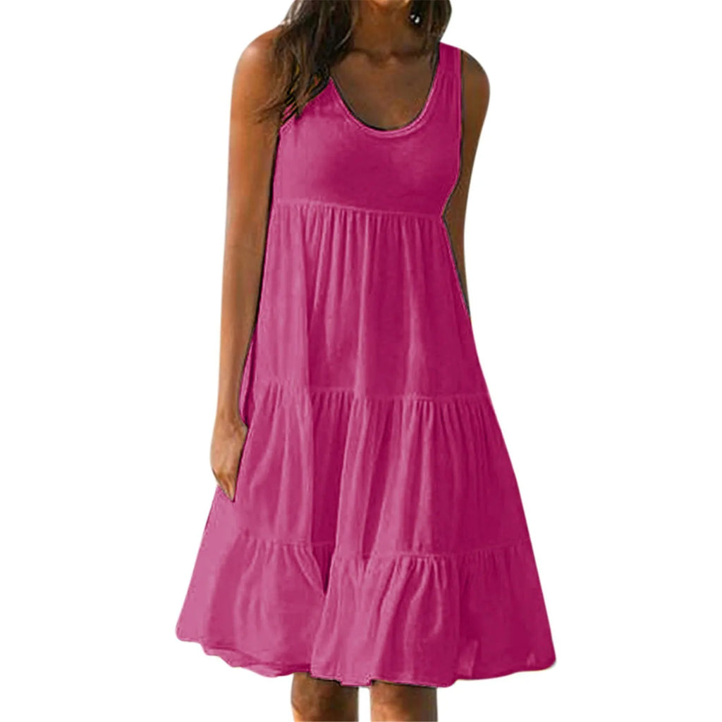 Women's Summer Pleated Midi Dress
