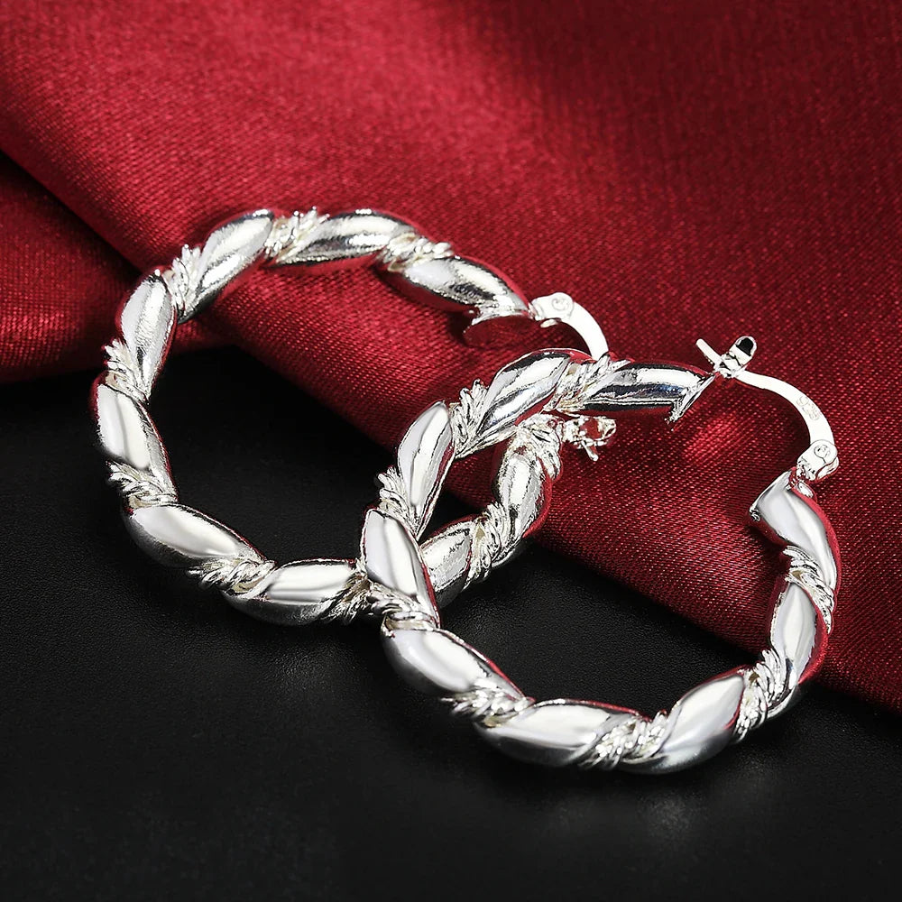 Sterling Silver Earrings Simple Round Circle Hoop Earrings for Woman