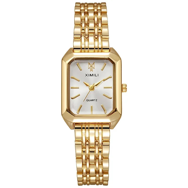 Women's Square Quartz Stainless Steel Strap Watch