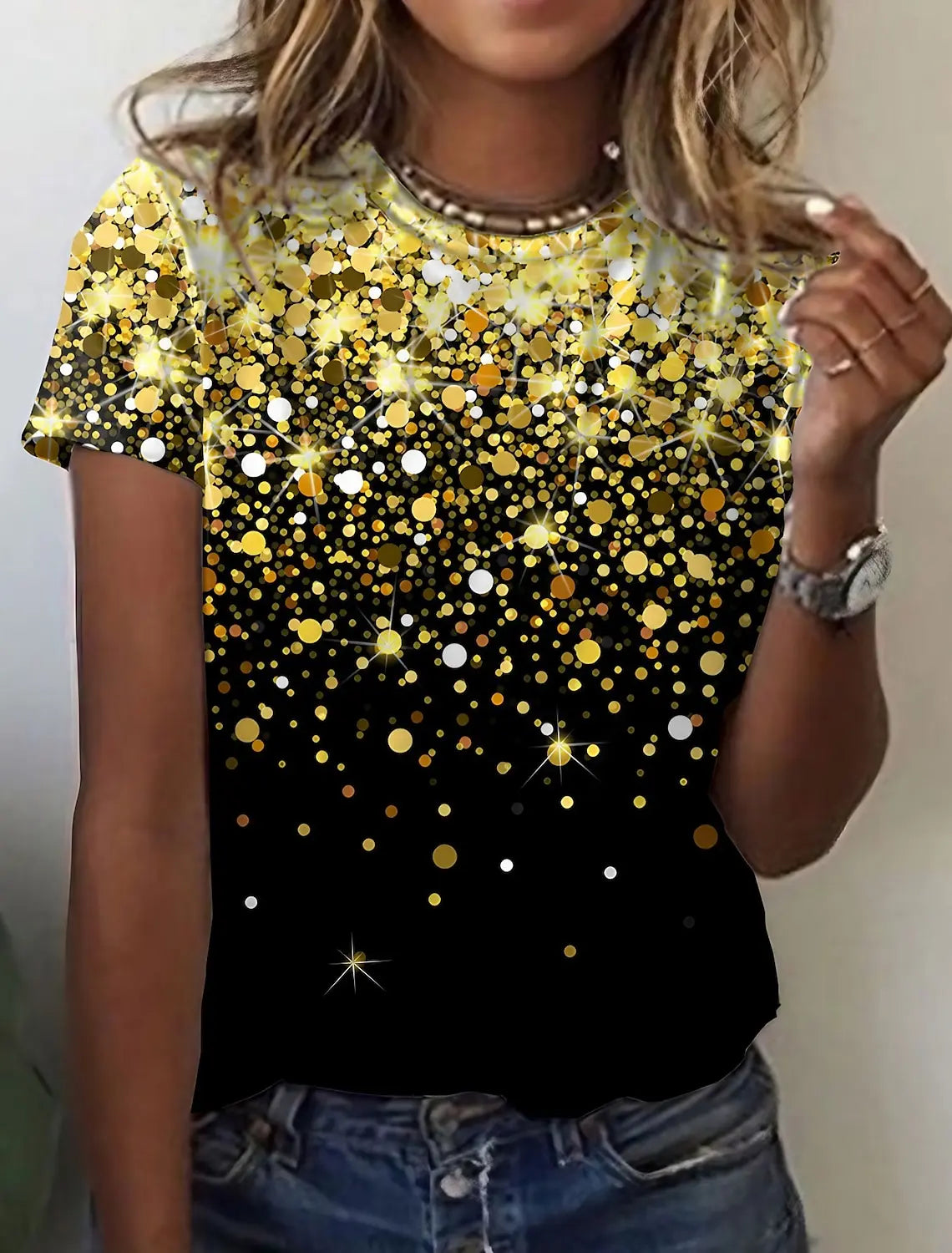 Women's 3d Print Floral Graphics Tee