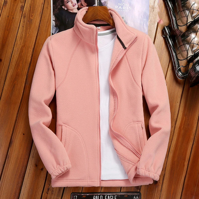 Women's Zipper Cardigan Shirt Warm Fleece Jacket Ladies