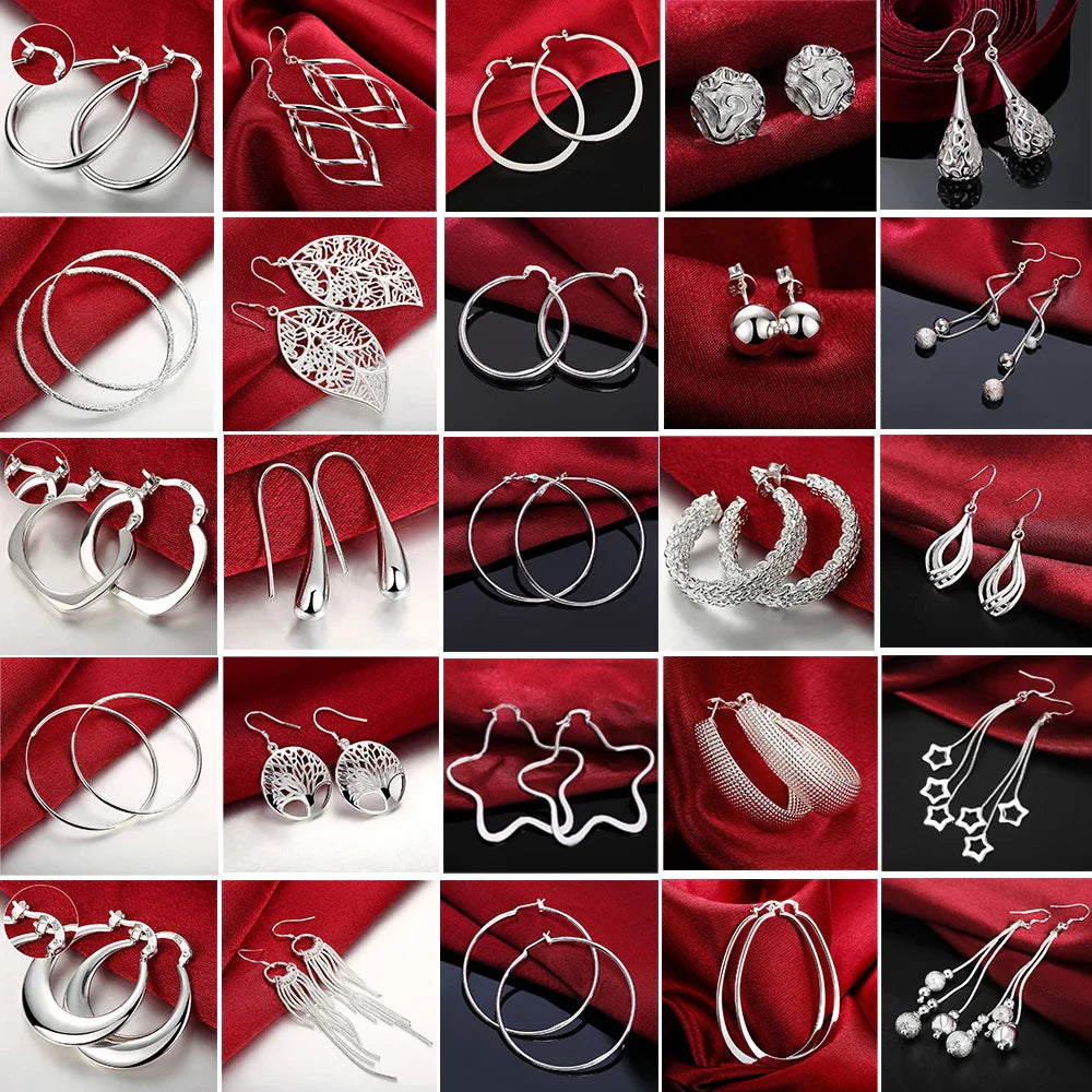 Sterling Silver Earrings Simple Round Circle Hoop Earrings for Woman