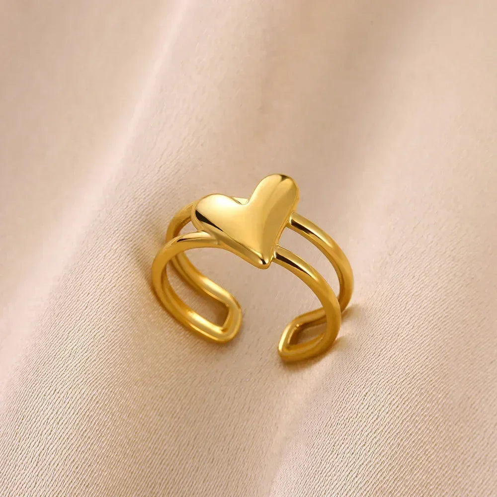 Stainless Steel Flower Open Rings For Women