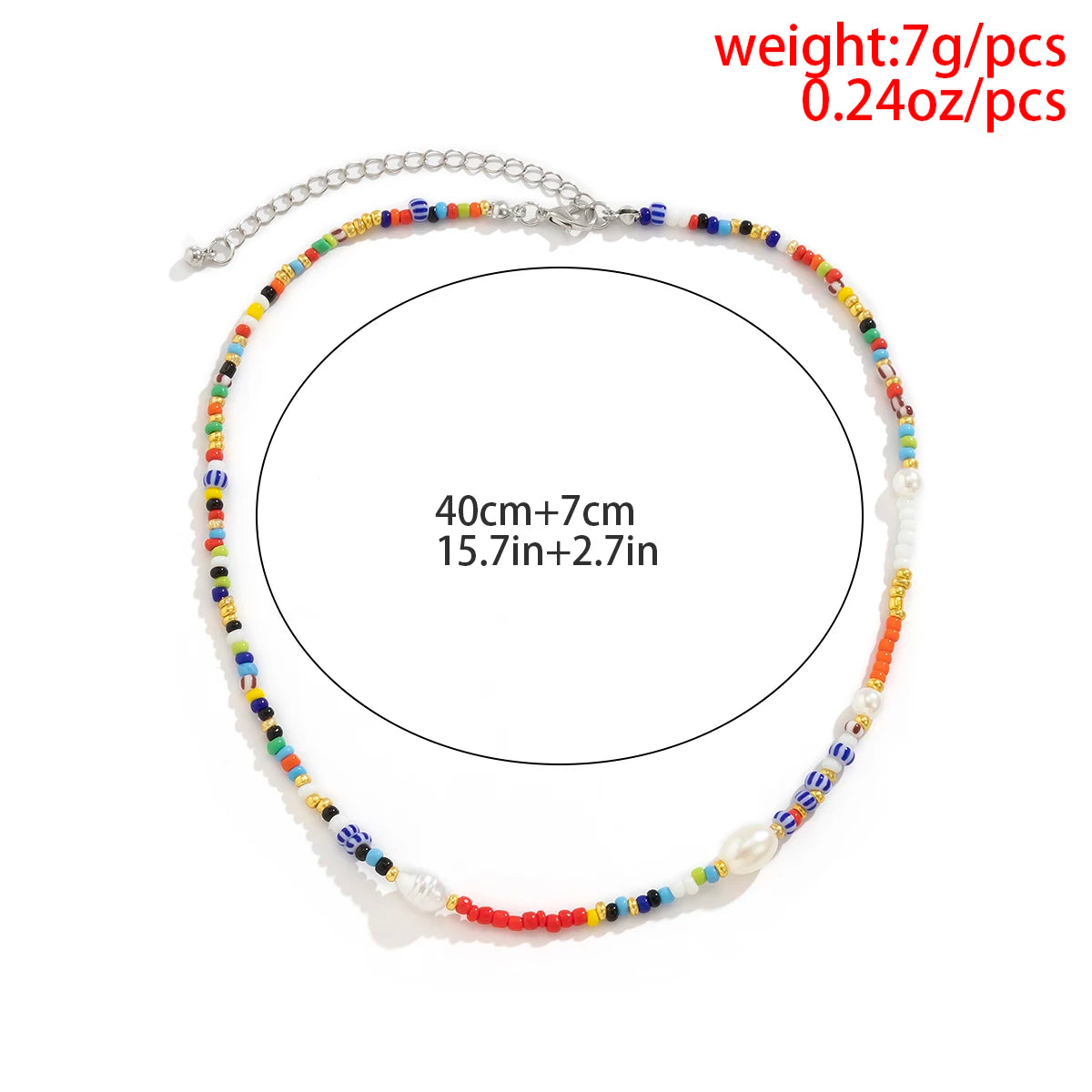 Fashion Colorful Seed Beads Chain Choker Necklace