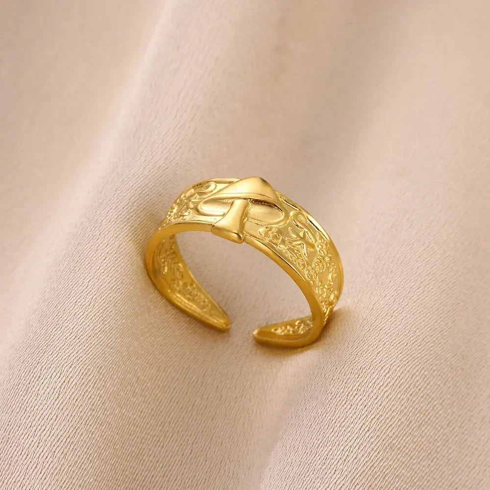 Stainless Steel Flower Open Rings For Women