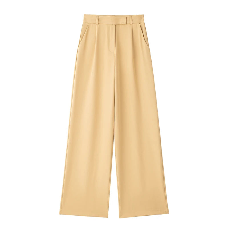 Women's Front Zipper High Waist Full Length Trousers