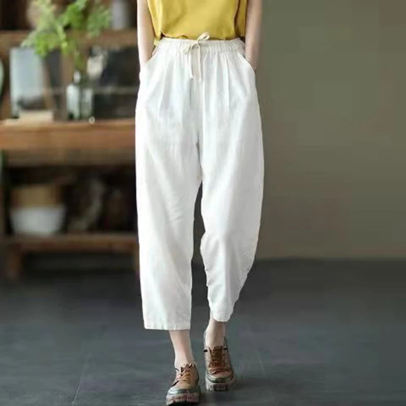 Casual Cotton and Linen Pants for Womem