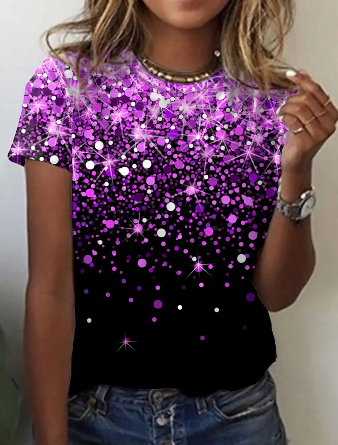 Women's 3d Print Floral Graphics Tee