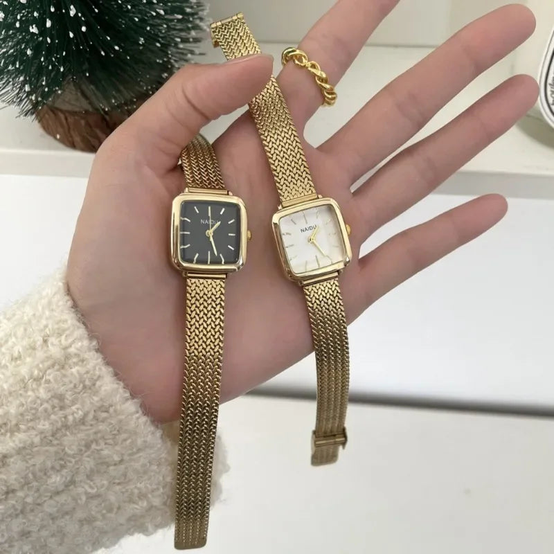 Ladies Watches Small Dial Adjustable Stainless Steel Strap Wristwatches