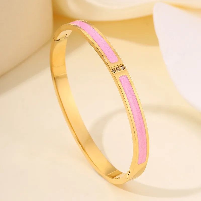 Five pc Sparkling Zirconia Stainless Steel Bracelet Set