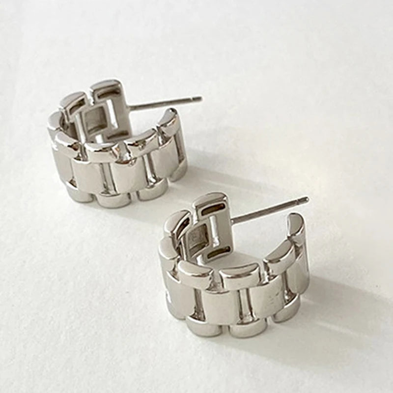 Dainty Watch Chain Earrings for Women Silver Color/Gold Color