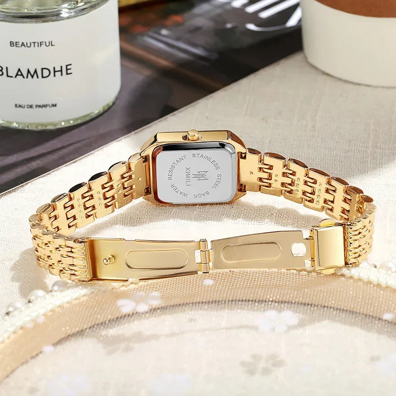 Women's Square Quartz Stainless Steel Strap Watch