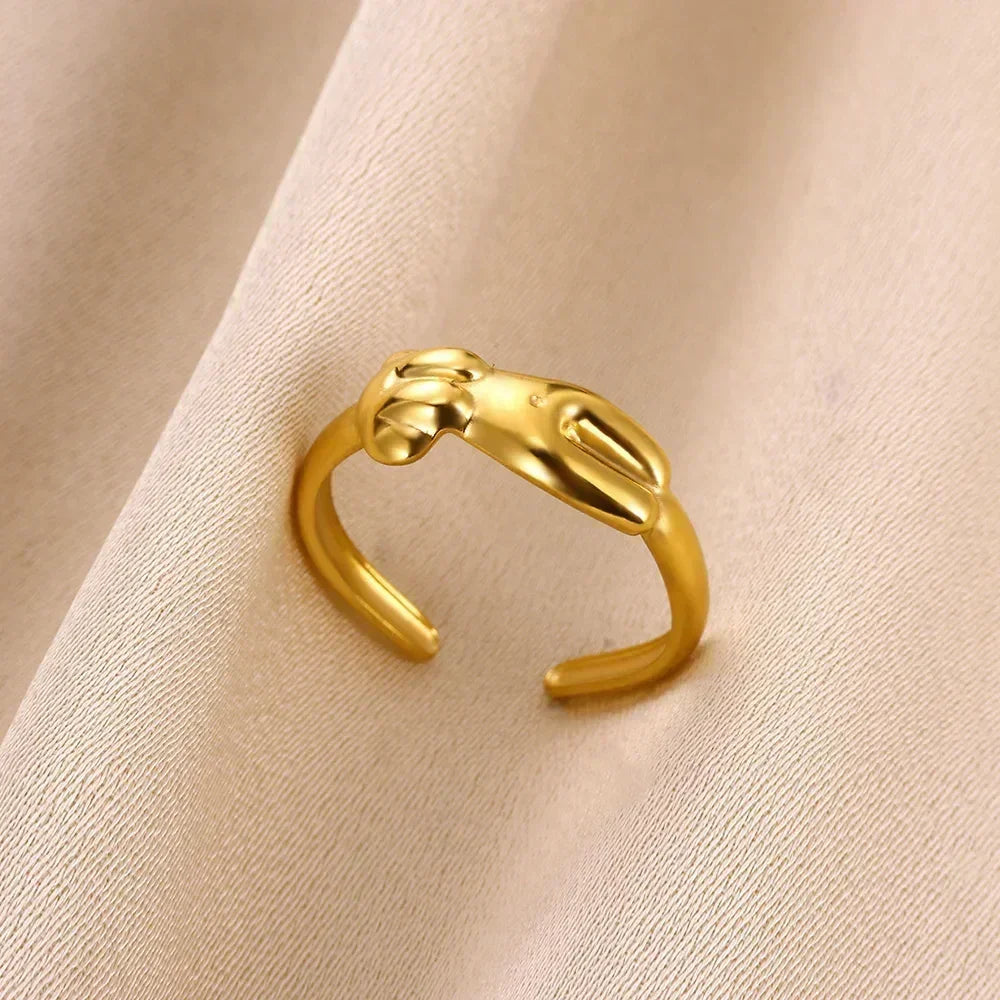 Stainless Steel Flower Open Rings For Women