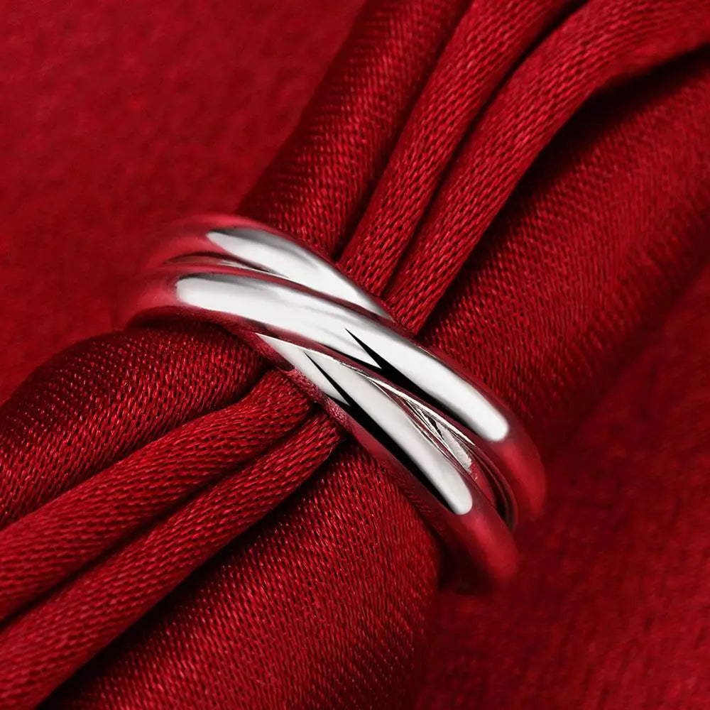 925 Sterling Silver Three Round Woman Rings