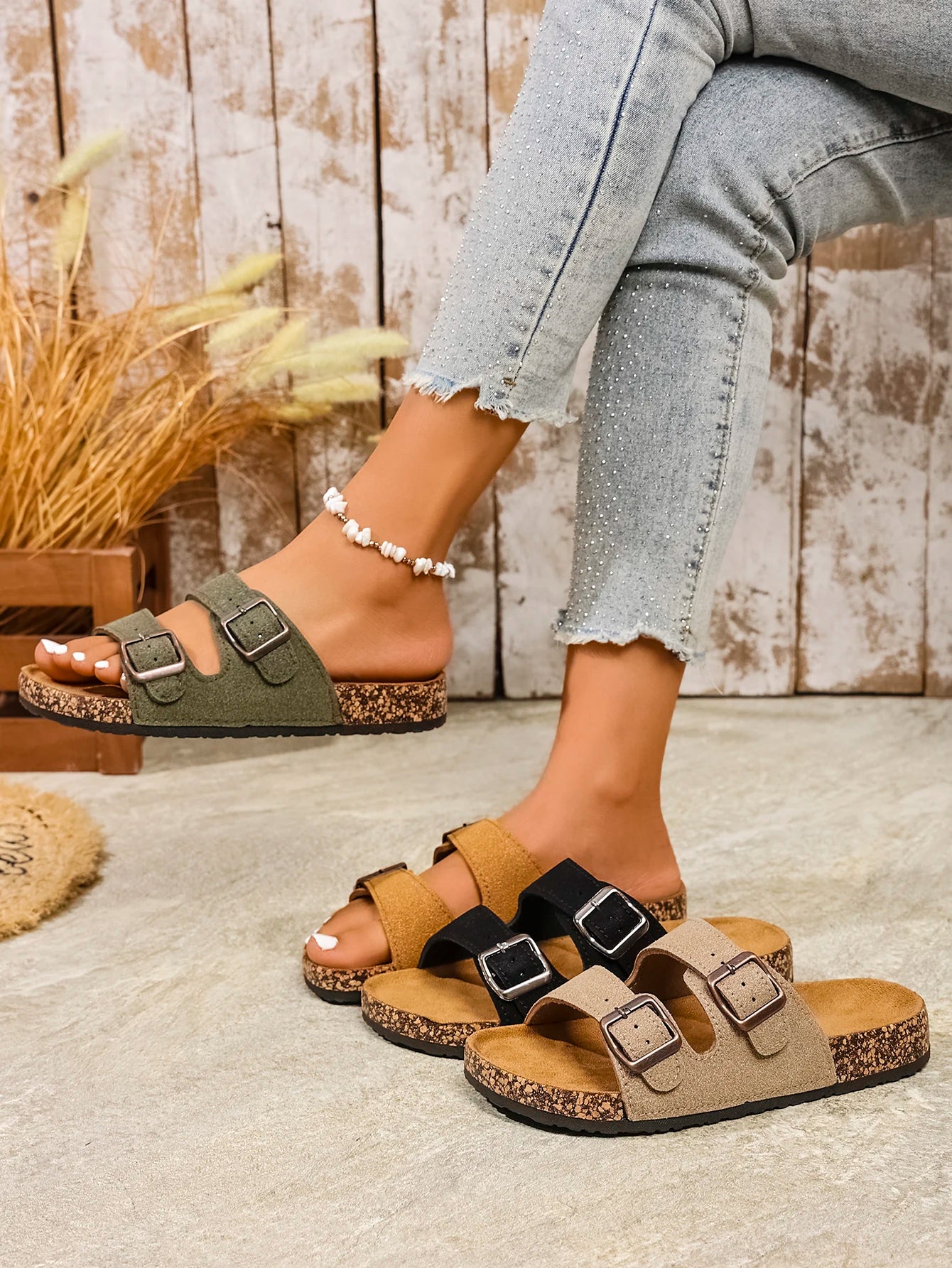 Women's Adjustable Buckle  Slip-On Shoes