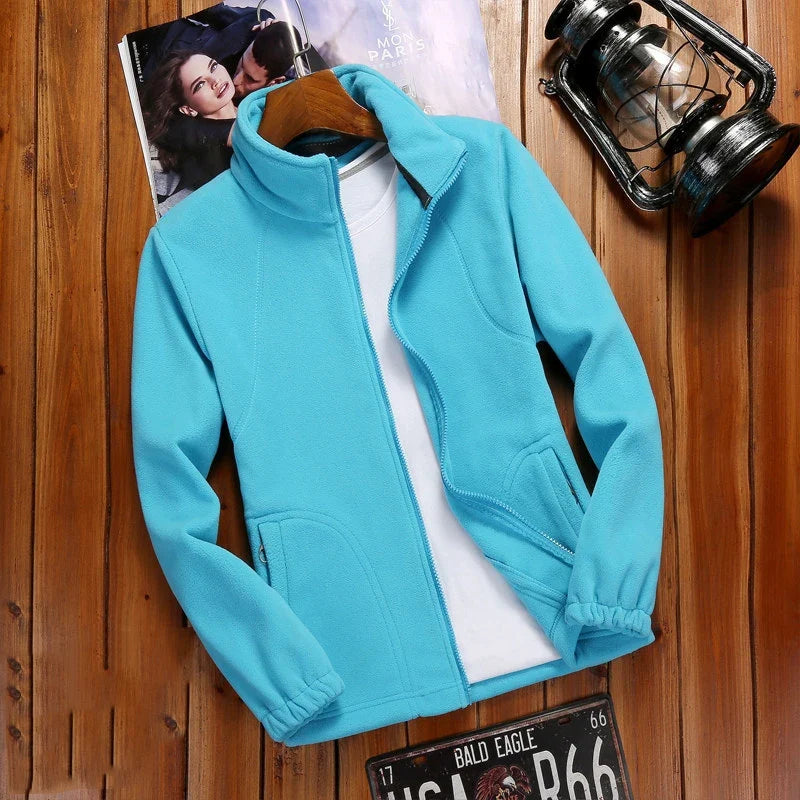 Women's Zipper Cardigan Shirt Warm Fleece Jacket Ladies