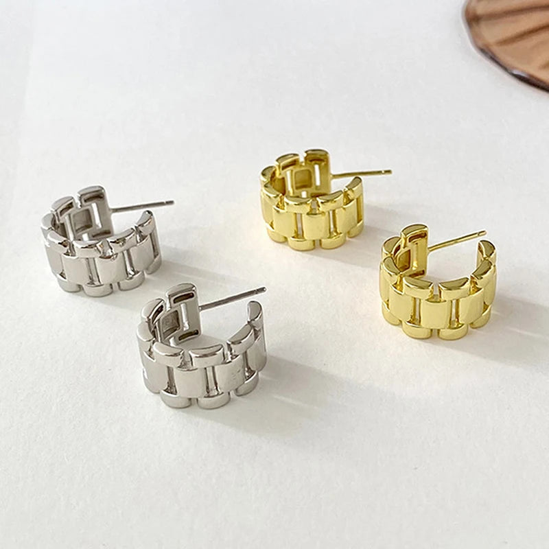 Dainty Watch Chain Earrings for Women Silver Color/Gold Color