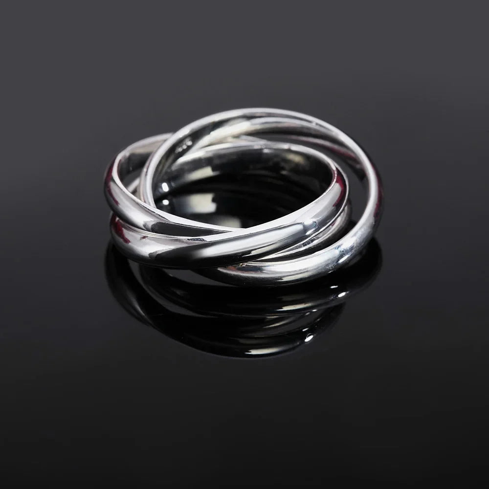 925 Sterling Silver Three Round Woman Rings