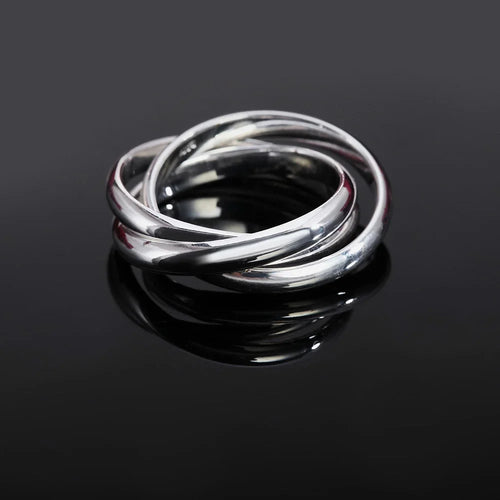 925 Sterling Silver Three Round Woman Rings