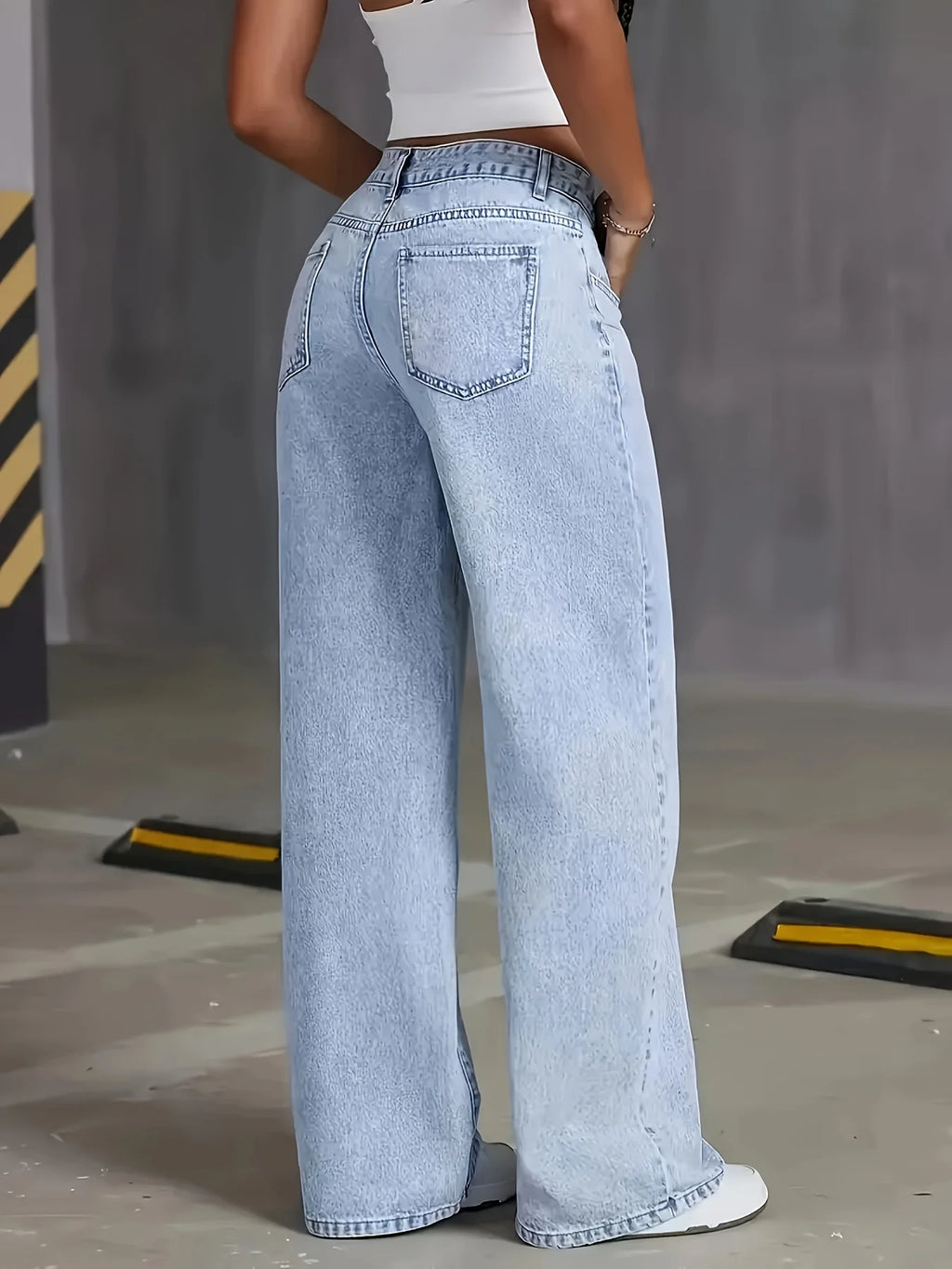 Light Blue Wide Leg Loose Pants For Women