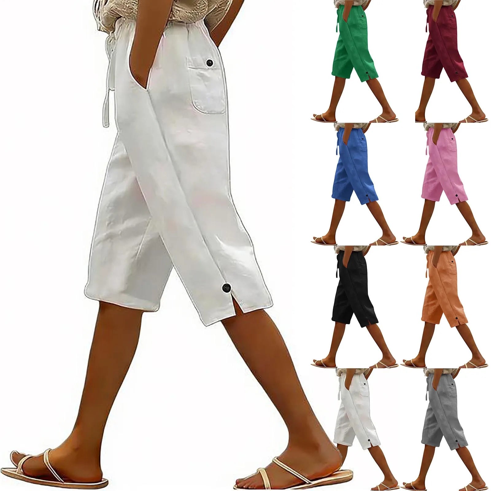 Women's Solid Color Cotton Linen, Loose Fit