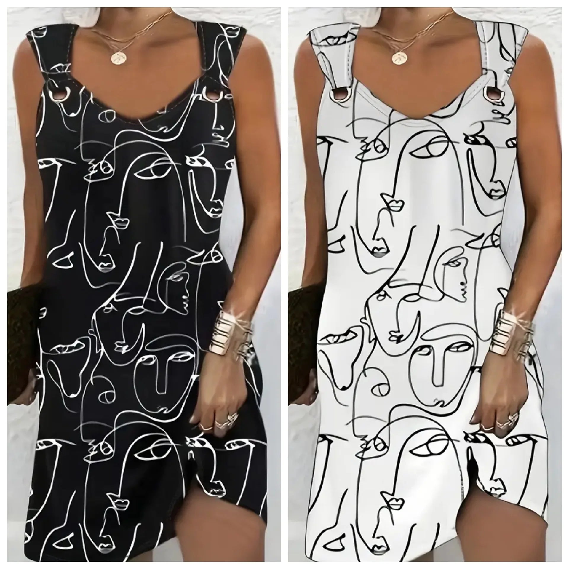 Women's Fashion 3D Pattern Button Dress