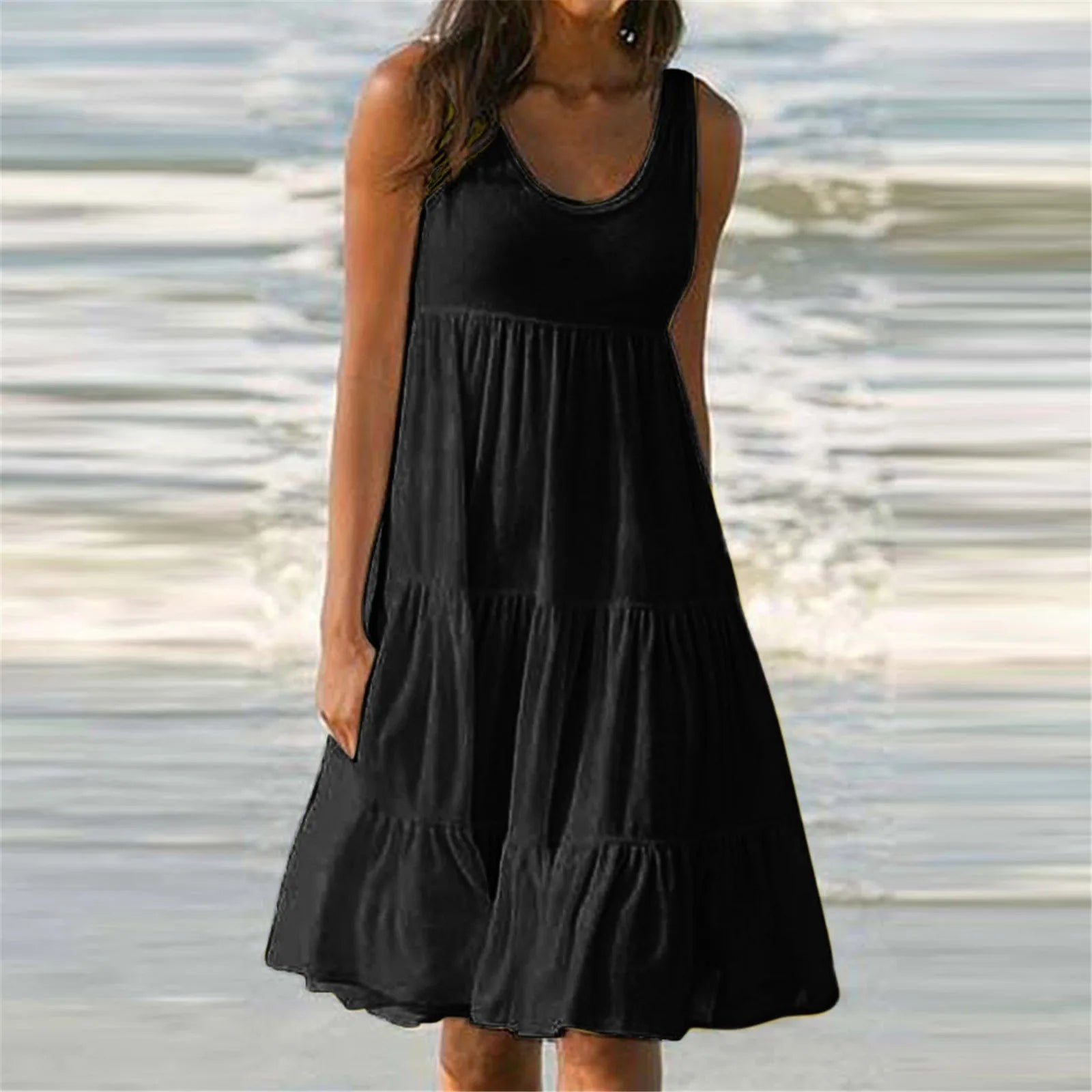 Women's Summer Pleated Midi Dress