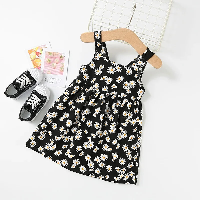 Baby Girls Sleeveless Flower Print Dresses