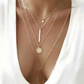 3pcs Gold Charm Necklace for Women Star Pearl Cross Pendant Necklaces