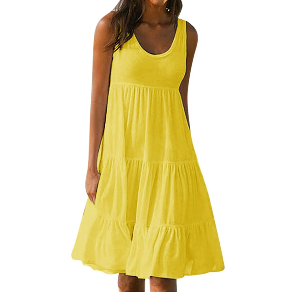 Women's Summer Pleated Midi Dress