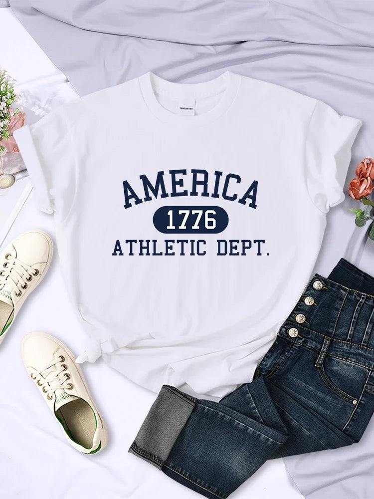 America 1776 Athletic Dept Letter T-Shirt Womens