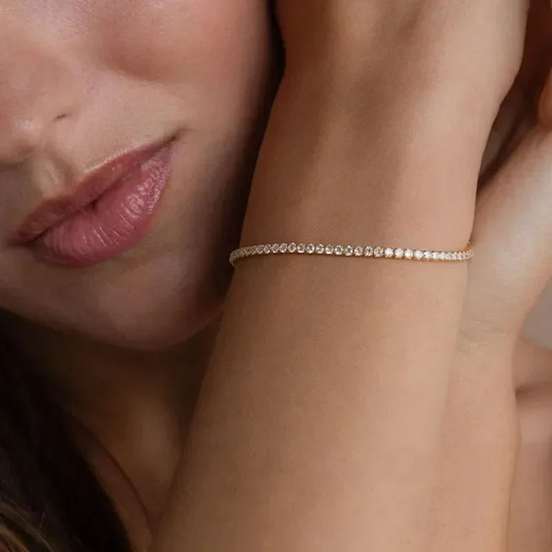New S925 Sterling Silver Hip Hop Full CZ Choker Chain Necklace For Women