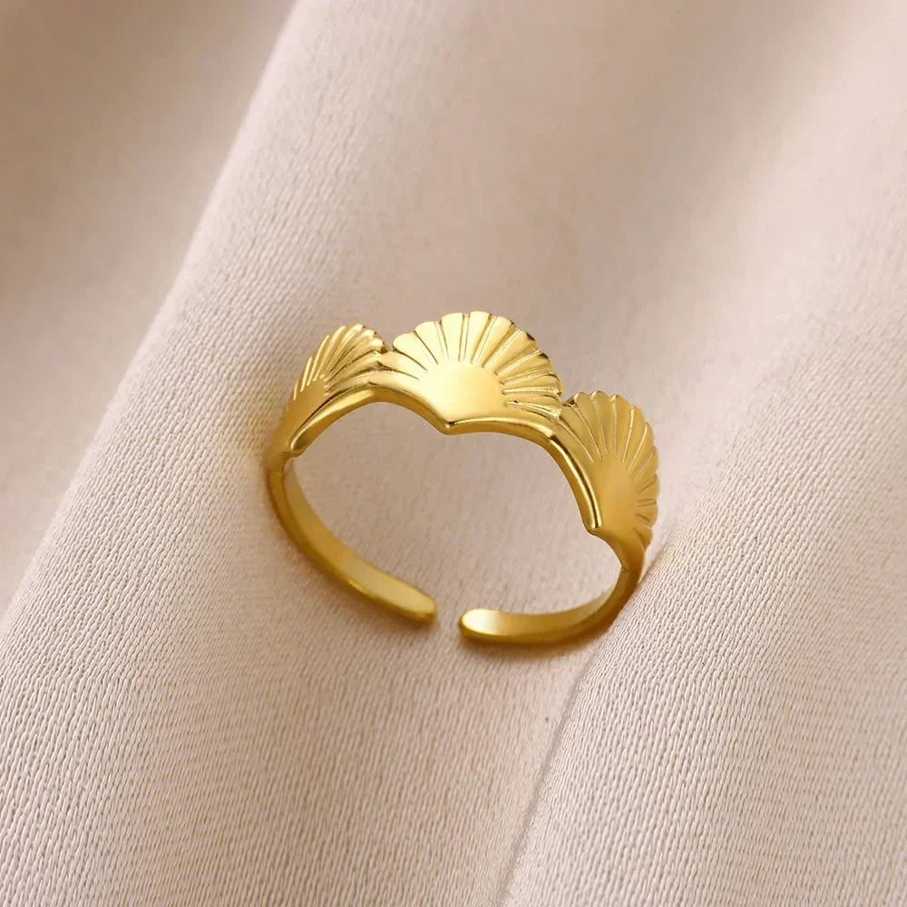 Stainless Steel Flower Open Rings For Women
