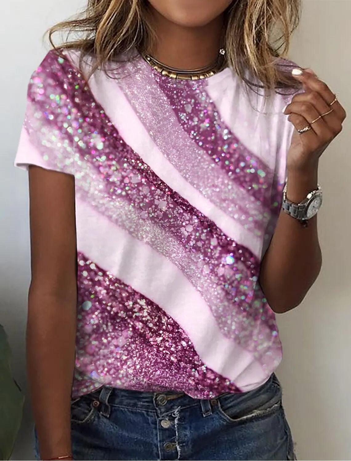 Women's 3d Print Floral Graphics Tee