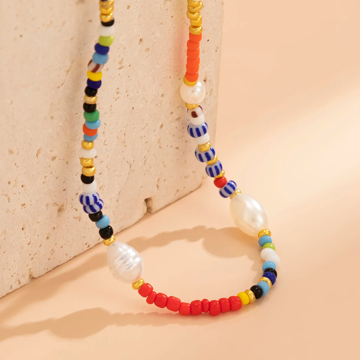 Fashion Colorful Seed Beads Chain Choker Necklace