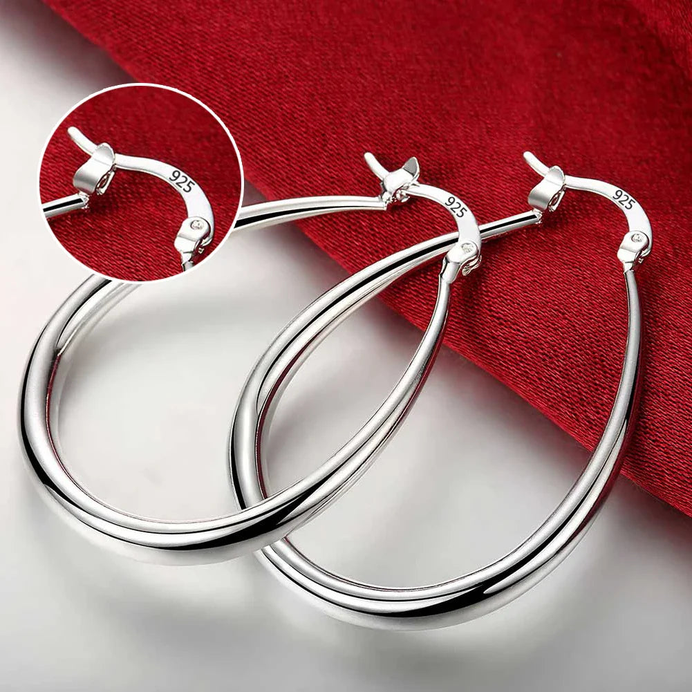 Sterling Silver Earrings Simple Round Circle Hoop Earrings for Woman
