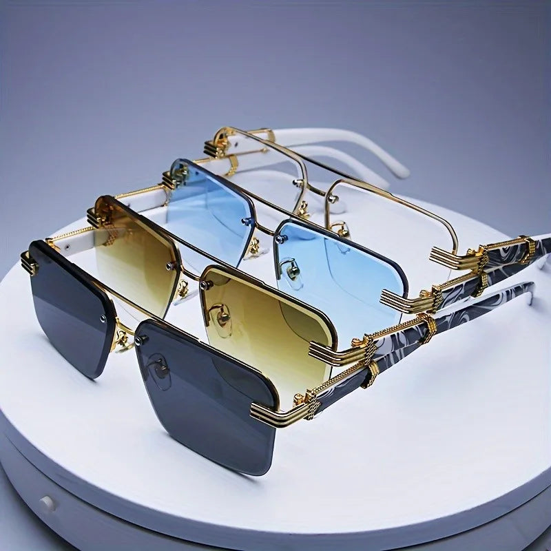 Men and  Women Rimless Sunglasses Square Frameless