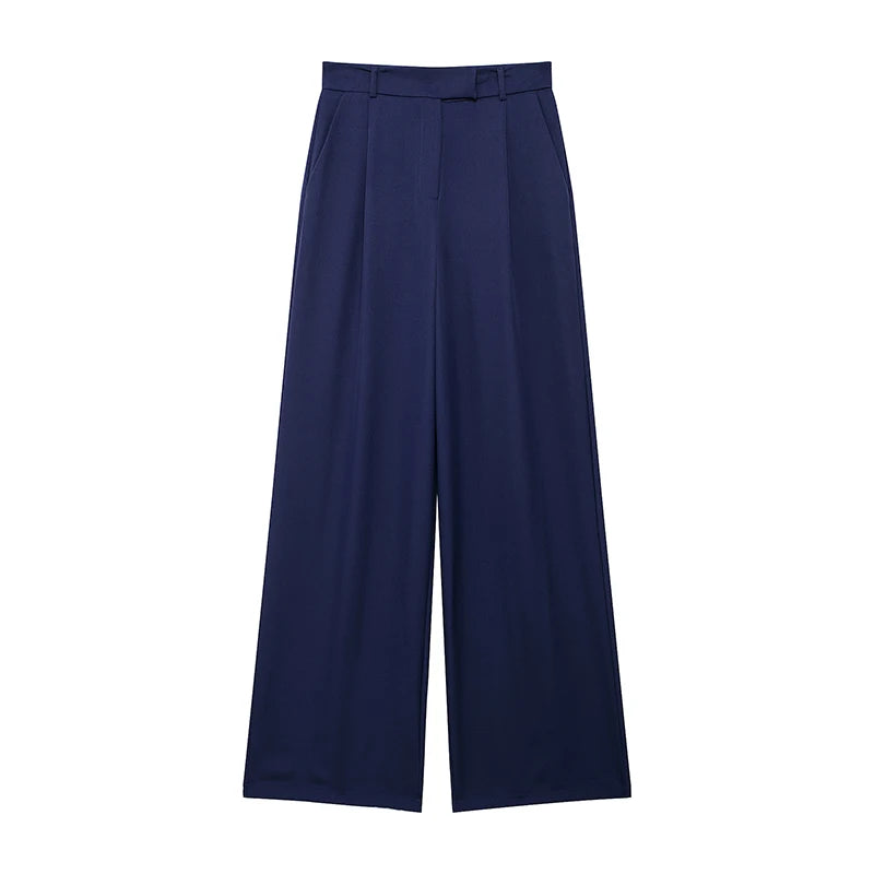 Women's Front Zipper High Waist Full Length Trousers