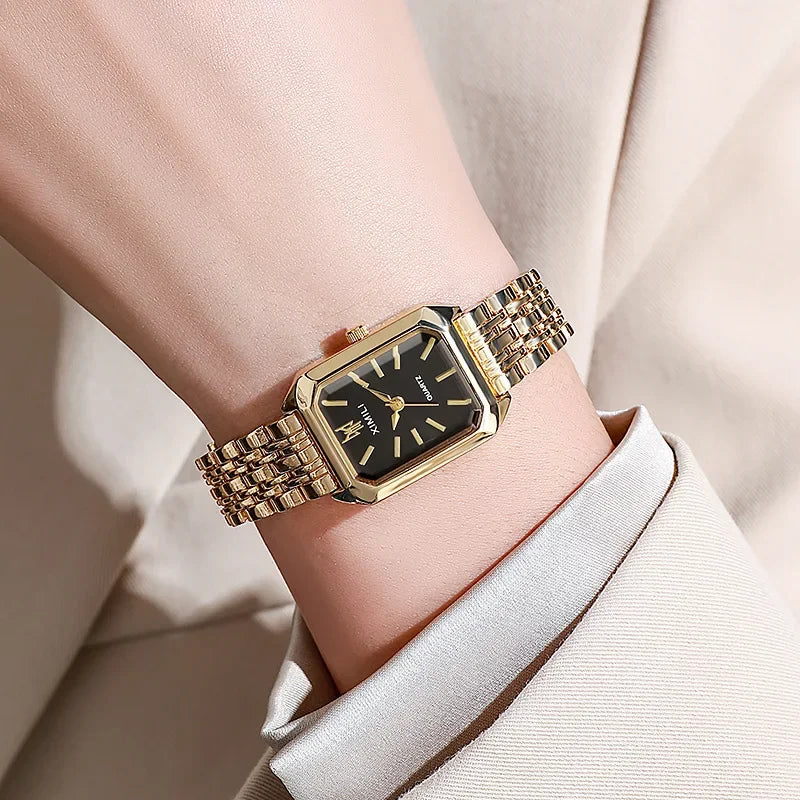Women's Square Quartz Stainless Steel Strap Watch